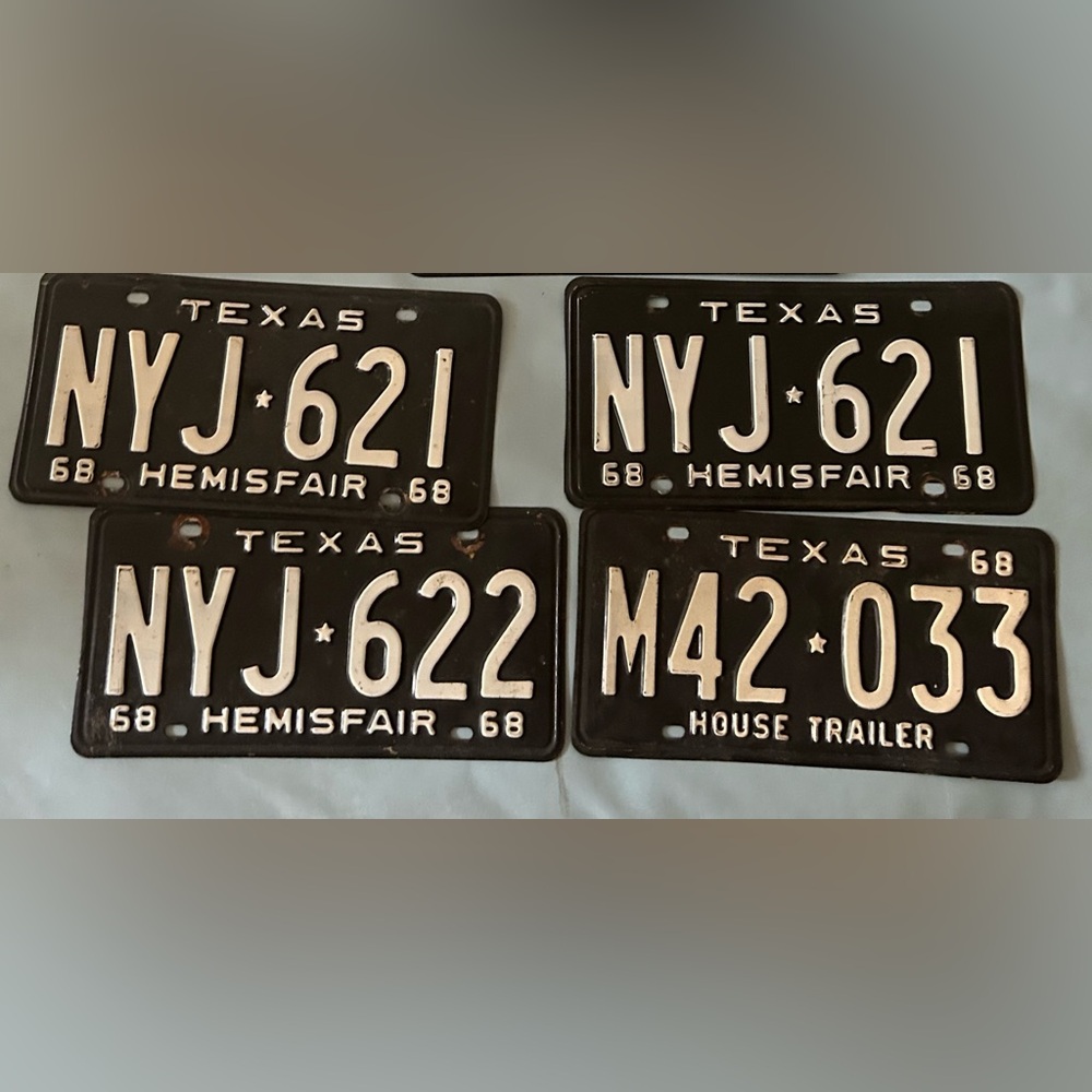 Vintage Hemisfair Texas License Plates Set